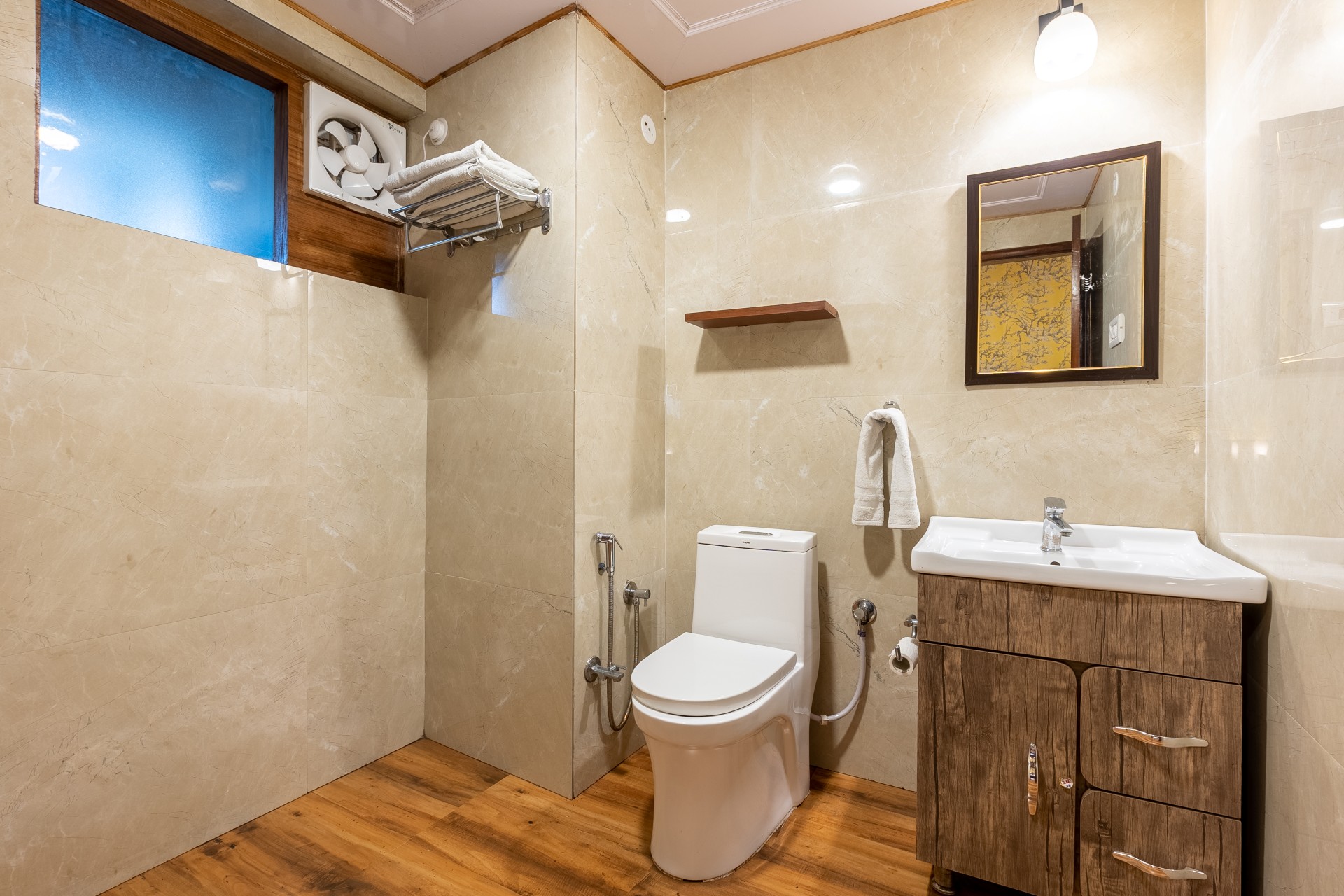 Kipling Suite elegant bathroom finishes at The Hive Cottage Nainital