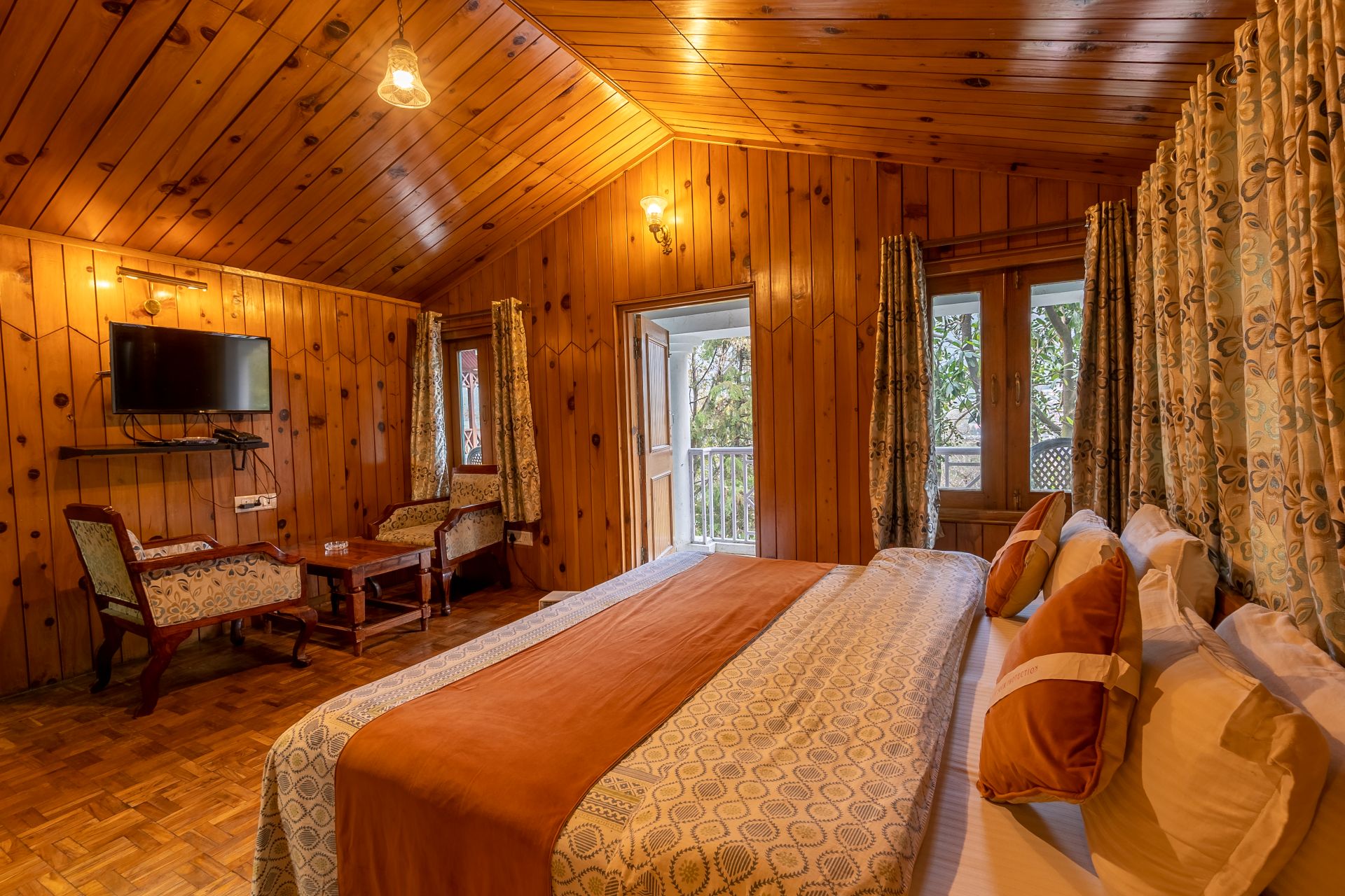 Magnolia D bright valley-facing interior at The Hive Cottage Nainital